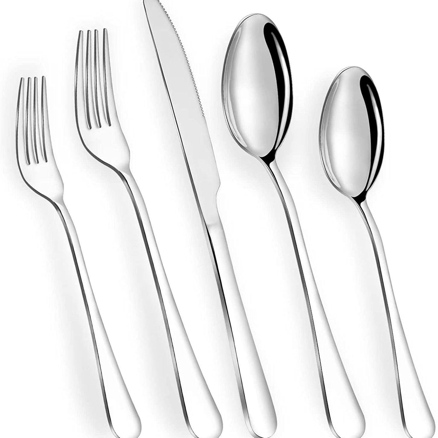 20 Piece Silverware Set,Bonasen Silverware Set,Silverware Flatware Cutlery Set ,Stainless Steel Utensils Service for 4, Include Knife/Fork/Spoon, Mirror Polished